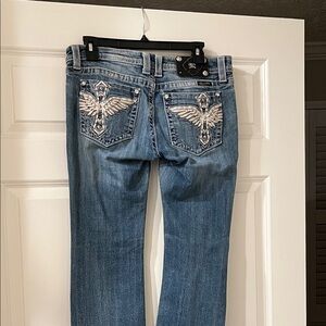 Miss Me Blue Boot Cut Jeans with Embellished Pockets